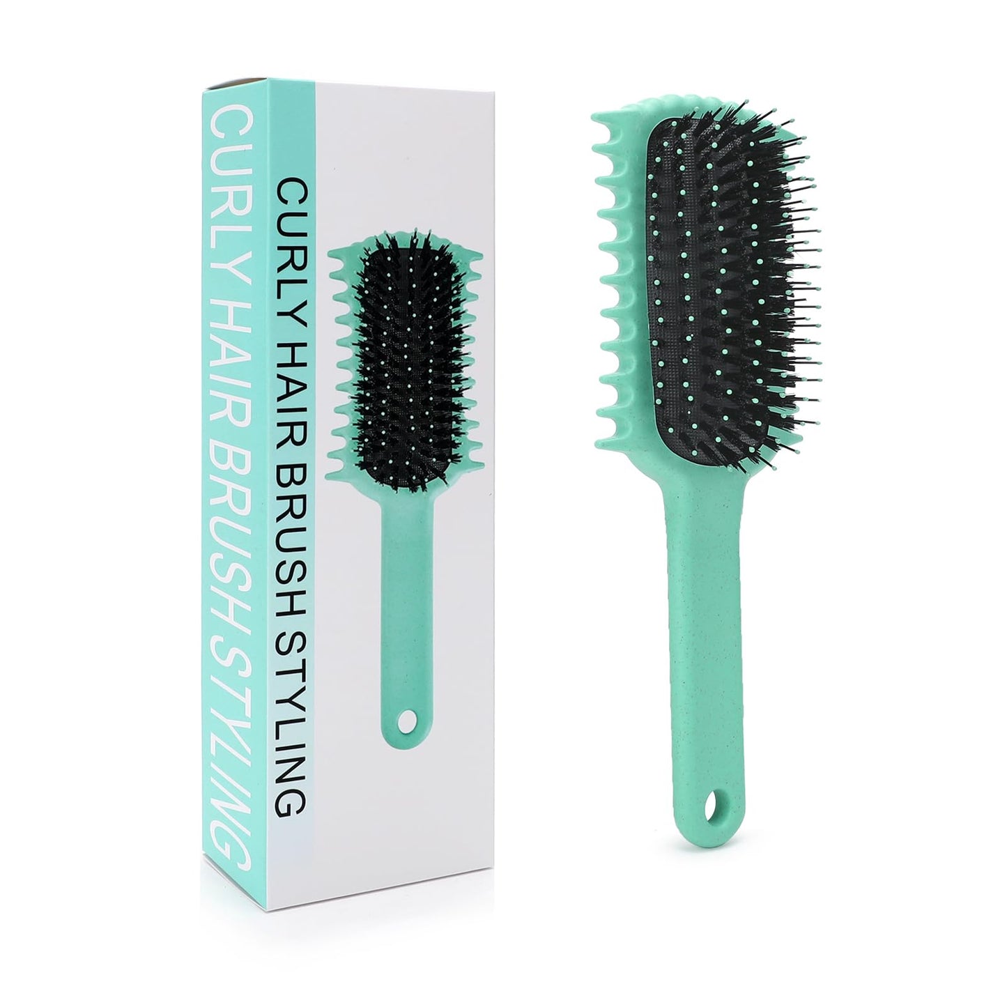 White Smoke Curly Hair Brush, Volume Curl Defining Brush for Detangling Shaping and Styling Women's Curls, Reduce Pulling (Green)