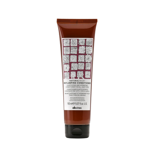 White Smoke Davines Naturaltech Replumping Conditioner, Elasticizing & Moisturizing for Fine Hair Lacking Elasticity - With Plum Phytoceuticals - Detangles & Adds Body, 5.07 Fl Oz