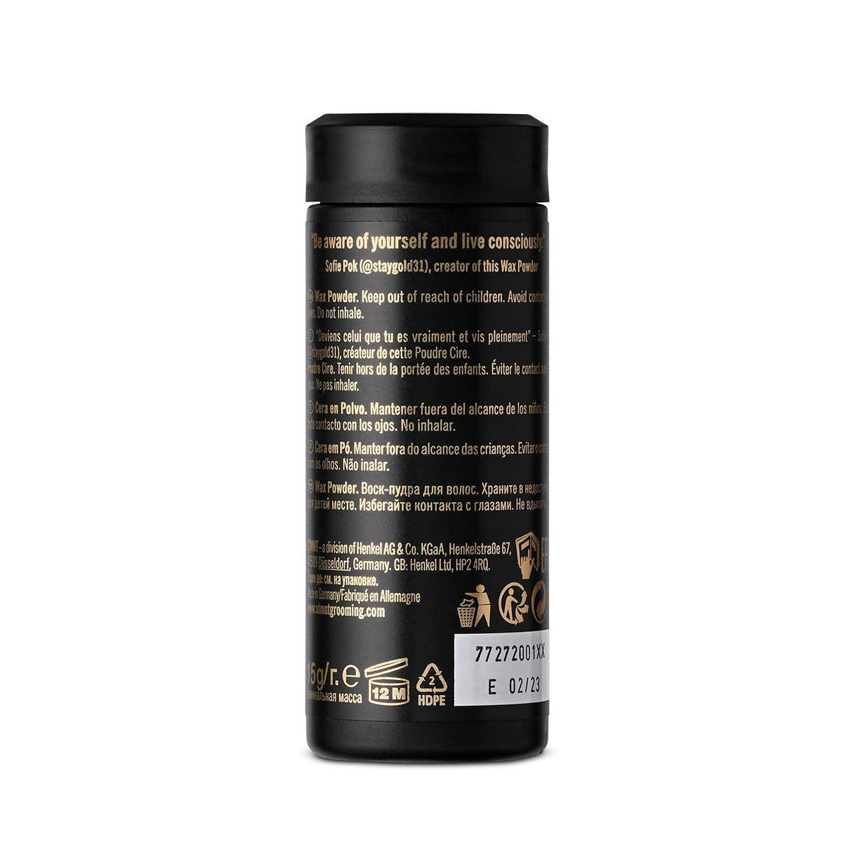 Black STMNT Grooming Goods Wax Powder, 0.53 oz | Semi-Matte Finish | Added Grip and Volume | Medium Control | Easy To Wash Out | Fuller Feeling Hair