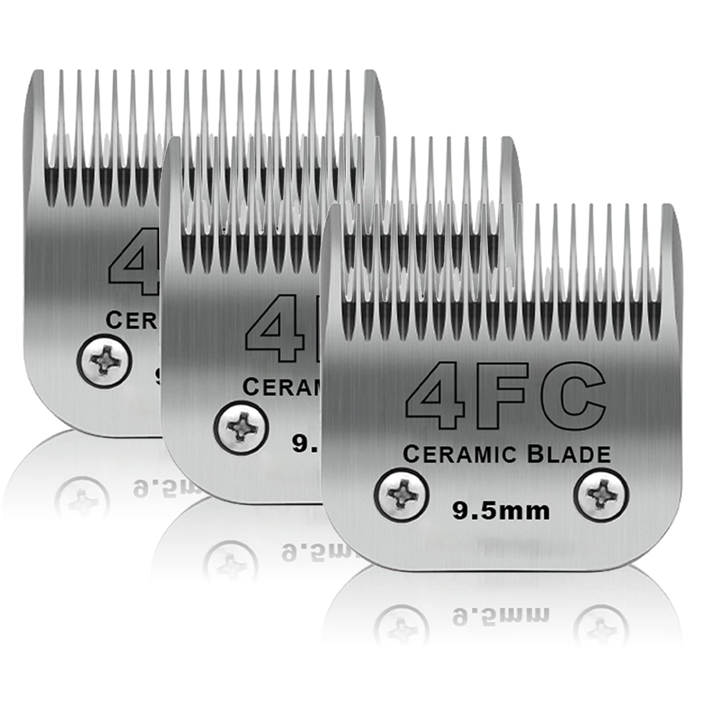 White Smoke DODAER 3 Pack 4FC Detachable Pet Dog Grooming Ceramic Blades,Compatible with Andis,Oster A5,Wahl KM-10 Series,Size 4FC Blade 3/8-Inch 9.5MM Cut Length