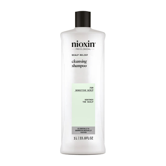 White Smoke Nioxin Scalp Relief Cleansing Shampoo | For Sensitive Scalp | Made with Aloe Vera and Vitamin E | 33.8 Fl oz.