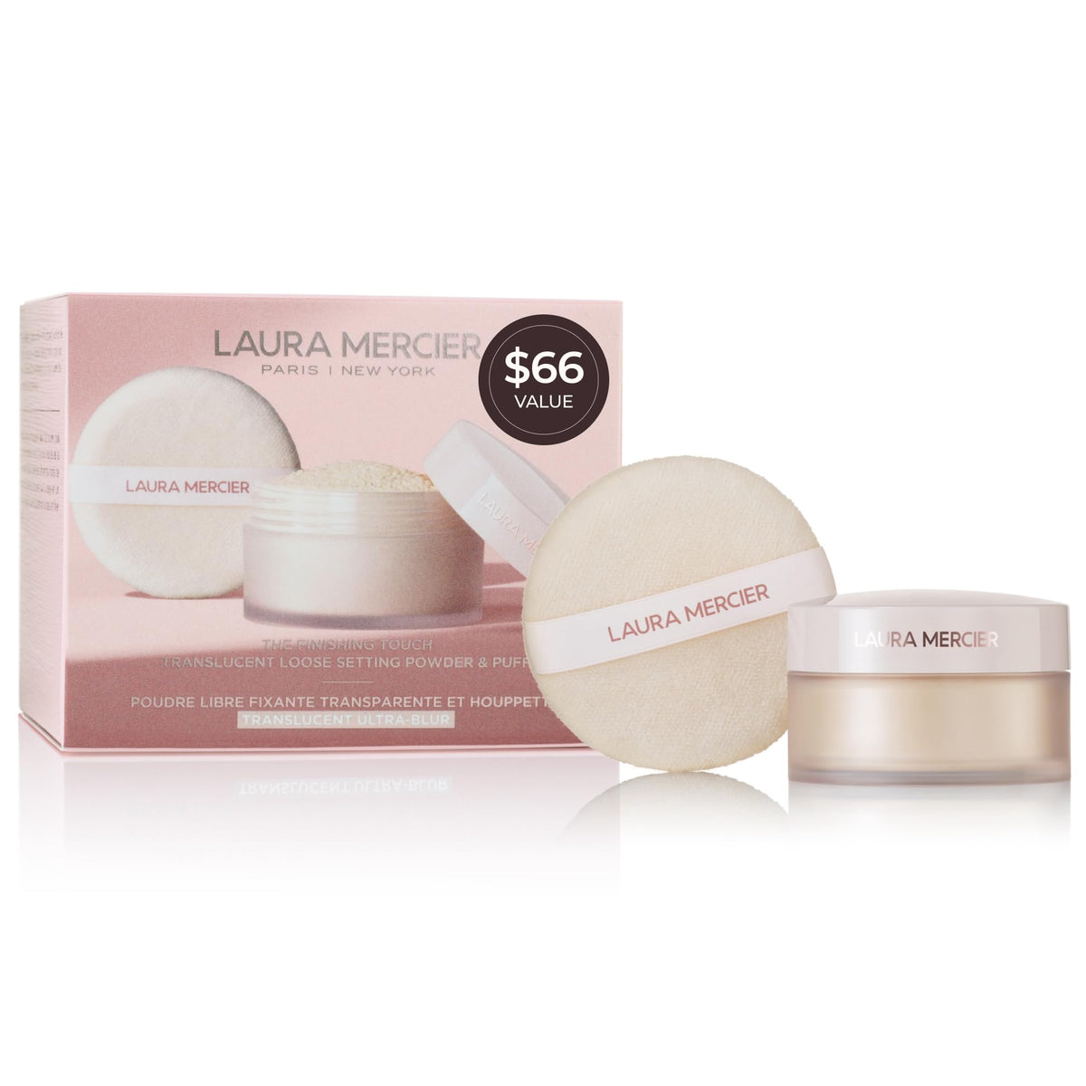 White Smoke Laura Mercier Translucent Loose Talc-Free Setting Powder Ultra-Blur (Translucent + Velour Puff, Gift Set)