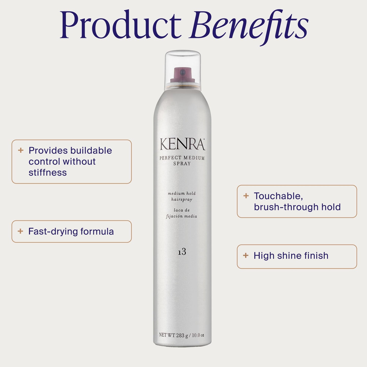 Lavender Kenra Professional Perfect Medium Spray 13 50% | Provides Styling Control Without Stiffness | Medium Hold | Fast-Drying Formulation | High Shine Finish | All Hair Types | 10 oz