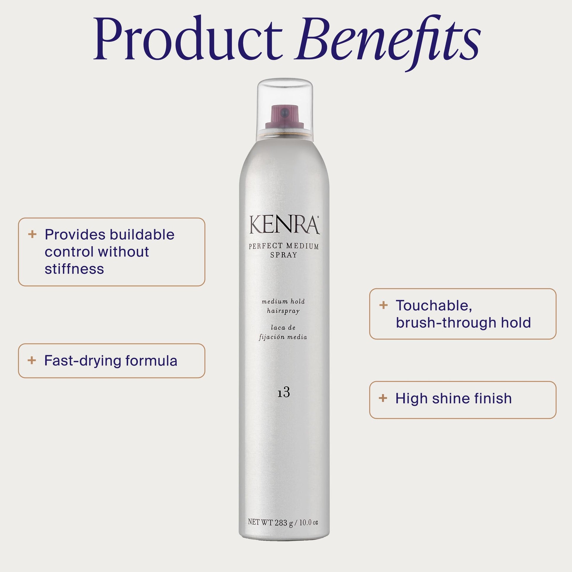 Lavender Kenra Professional Perfect Medium Spray 13 50% | Provides Styling Control Without Stiffness | Medium Hold | Fast-Drying Formulation | High Shine Finish | All Hair Types | 10 oz