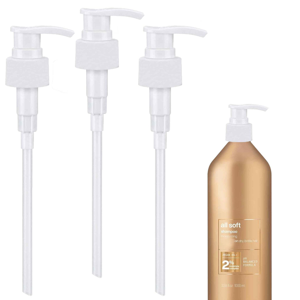 White Smoke 3 Pack Shampoo/Conditioner Pump Compatible with Redken 1 L/33.8 Fl Oz Bottles, Dispensing Liter Pump for Redken Shampoo and Conditioner Bottles Replacement Pumps