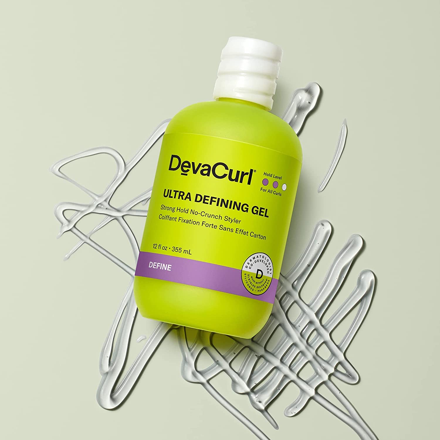 Light Gray DevaCurl Ultra Defining Gel Strong Hold Non-Crunch Styler, Bright Breeze, 12 fl. oz
