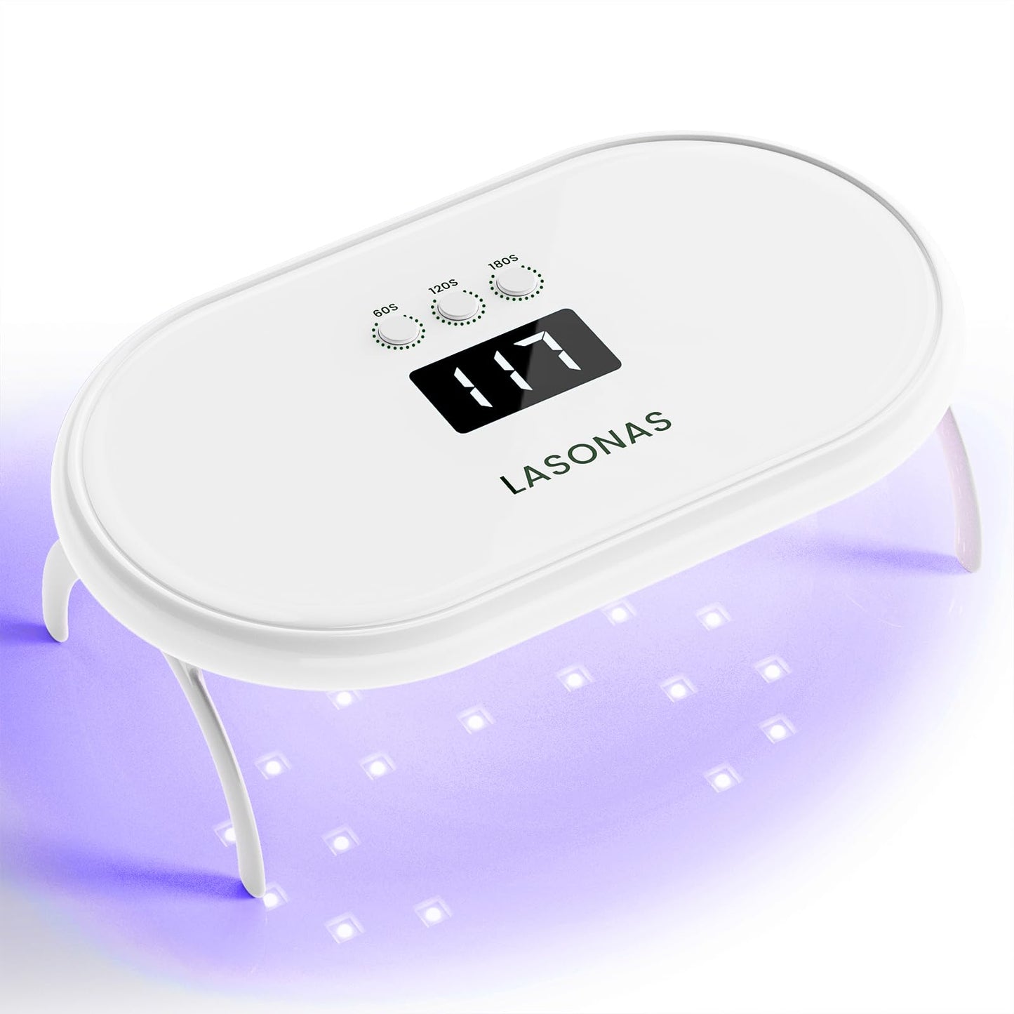 White Smoke LASONAS UV LED Nail Lamp for Gel Polish 24W UV Light 3 Timer Setting Fast Drying Curing Mini Portable Cure Lamp for Gel Stickers and Strips Home Nail Care Salon