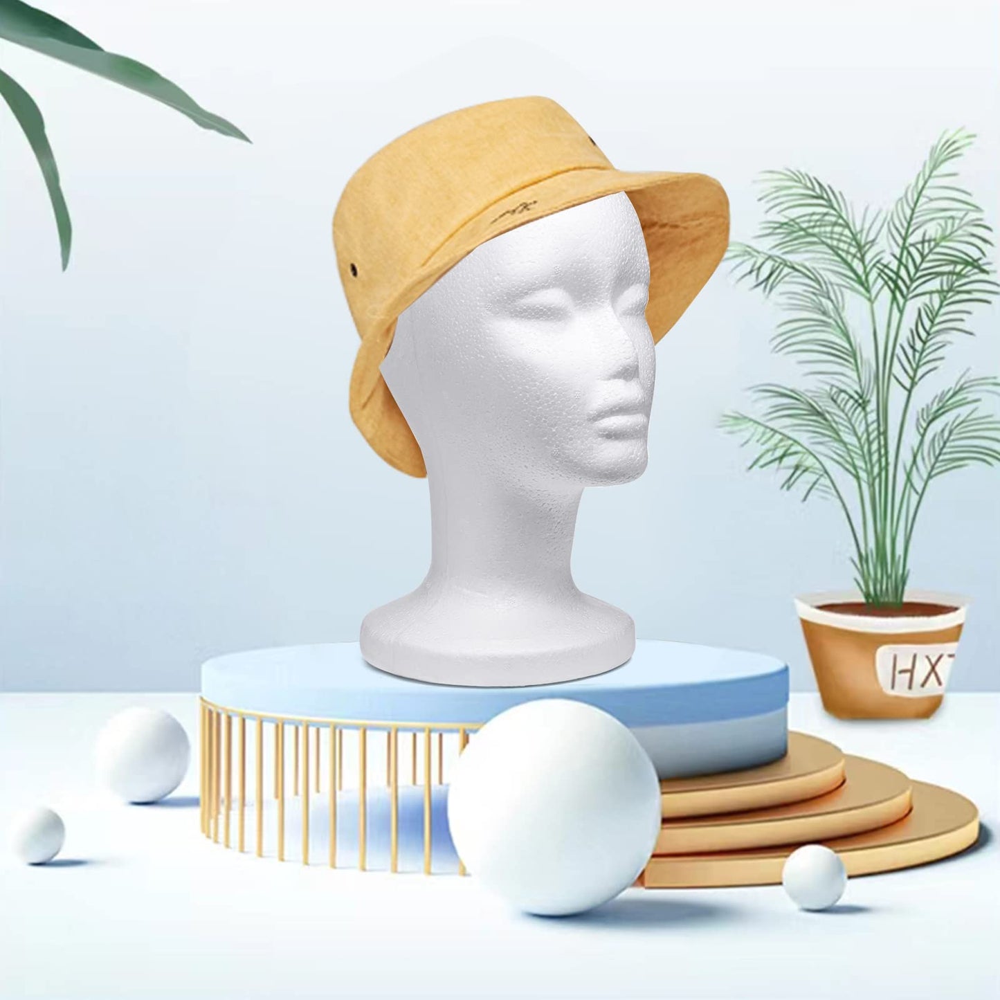 White Smoke Foraineam 3 Pack 12 Inch Foam Head Female Foam Wig Head Mannequin Manikin Cosmetics Model Display Holder Hats Glasses Hairpieces Stand