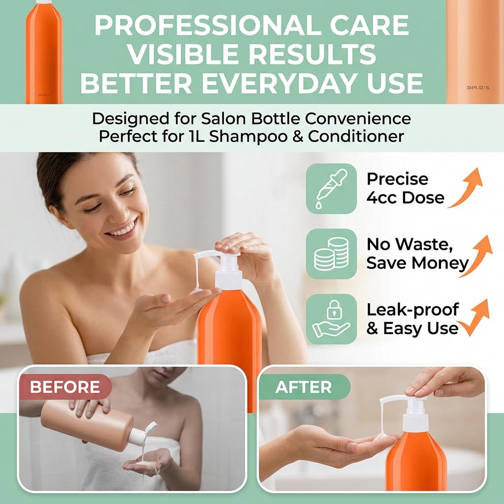 White Smoke 2 Pack Pump Compatible with Matrix Shampoo and Conditioner 1 L/ 33.8 Fl Oz Bottle, Liter Pump for Matrix Food for Soft Pumps Purple Bottles Pump Dispenser