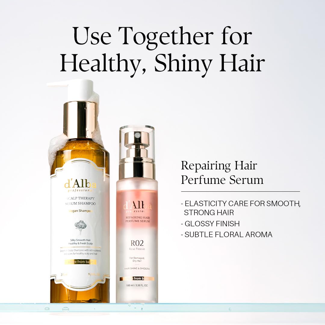 White Smoke d'alba Piedmont Professional Repairing Scalp Therapy Serum Shampoo 275ml, Mild and Vegan Formula, Gentle Hair and Scap Treatment