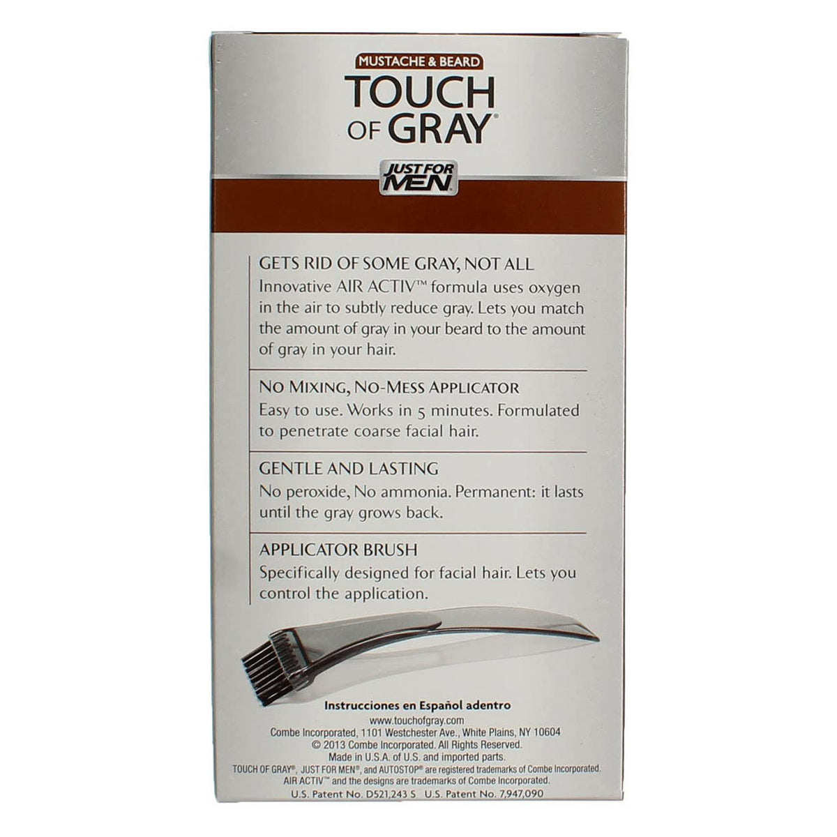 Gray JUST FOR MEN Touch of Gray Hair Color, Mustache & Beard Kit, Light & Medium Brown B-25/35, 1 ea (Pack of 4)
