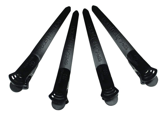 White Smoke Olivia Garden 2-in-1 sectioning Double Clip - 4 Clips (Petite Black) DC-3