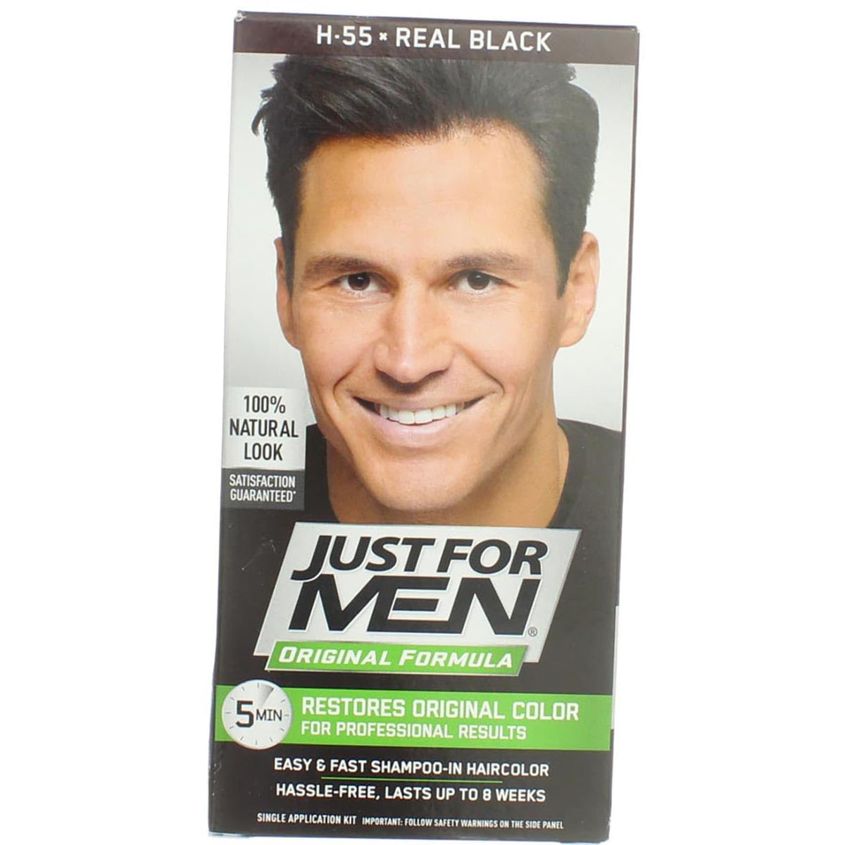White Smoke Just For Men Shampoo-In Hair Color - Real Black - 2 pk