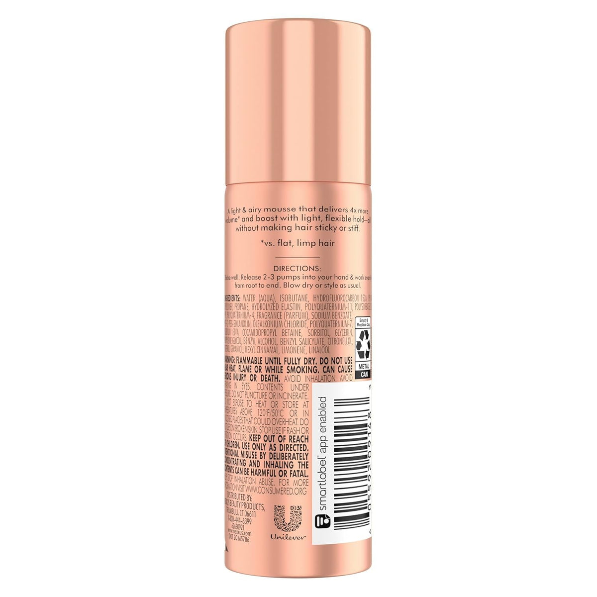 Peach Puff Nexxus Travel Mousse, Volume Medium Hold 72-Hour Anti-Humidity Shield, 48-Hour Frizz Control, Rose Fragrance, 2 Oz (Pack of 3)