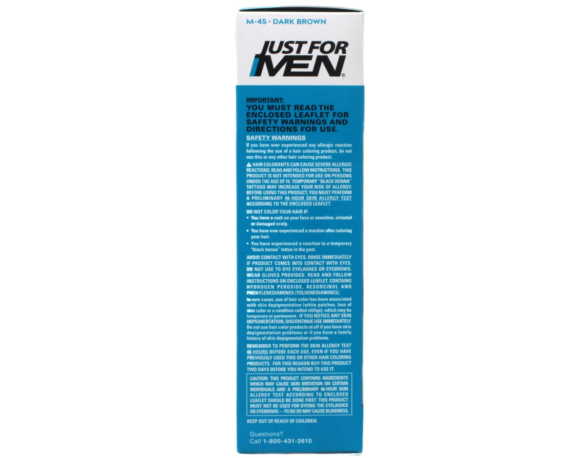 Steel Blue Just For Men Mustache & Beard Brush-In Color Gel M-45 Dark Brown 1 Kit