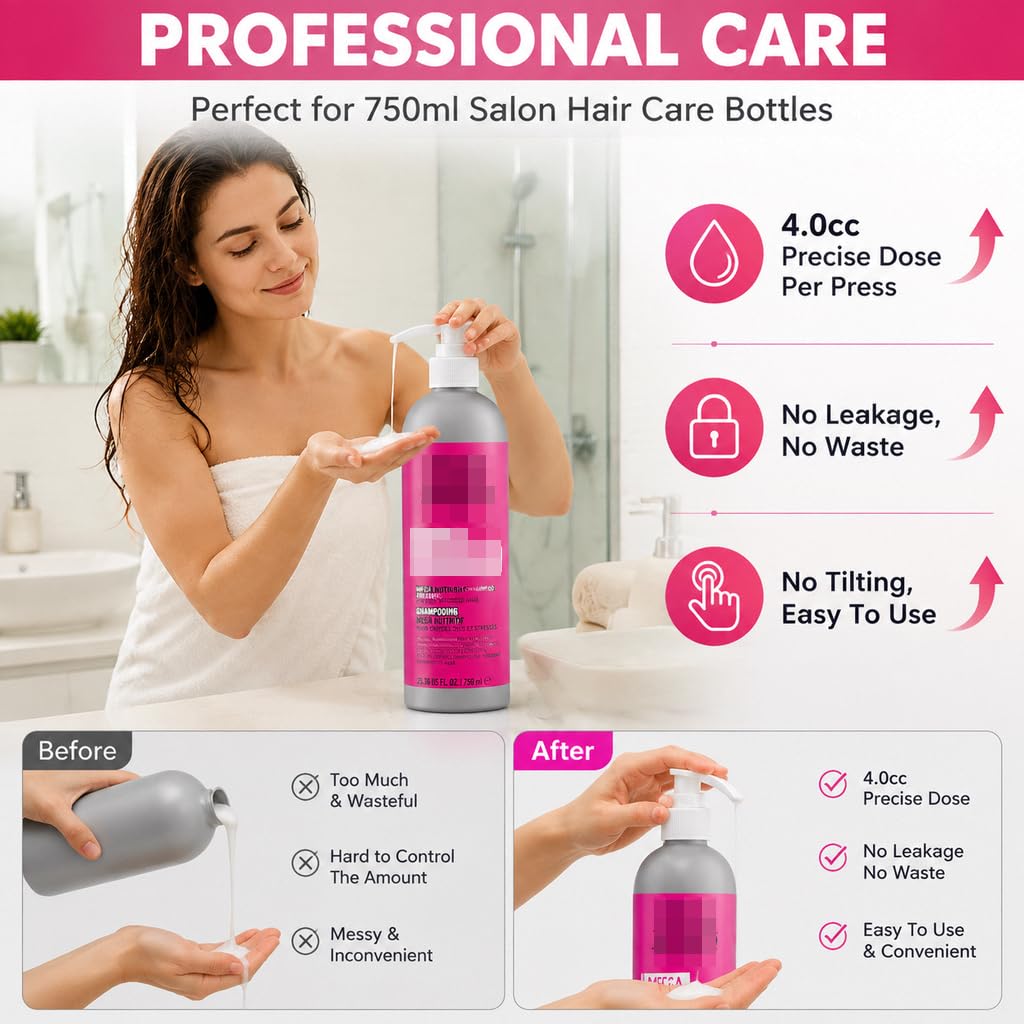 Lavender Shampoo/Conditioner Pump Compatible with TIGI Bed Head 25.36 Fl Oz Bottles, Dispenser Liter Pump for Bed Head Shampoo and Conditioner, 2-Pack