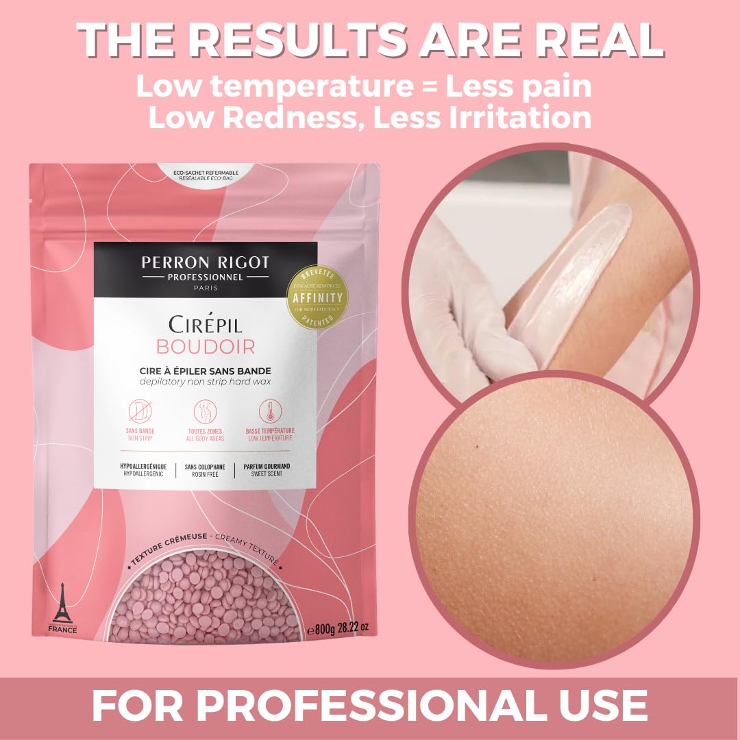 Light Pink Cirepil - Boudoir - 800g / 28.22 oz Hard Wax Beads Bag - Hypoallergenic, Allergen-Free & Rosin-Free for Sensitive Skin - Professional Stripless Hair Removal for Face & Body - Low Temp Refill Bag