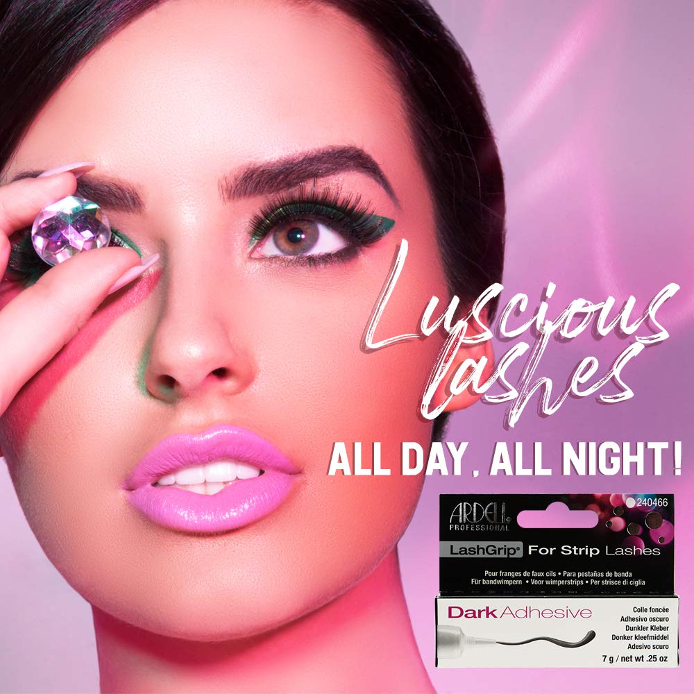 Light Pink Ardell LashGrip Eyelash Adhesive for Strip Lashes – Dark, Waterproof Eye Lash Glue Long Lasting, 0.25 oz, 1-Pack