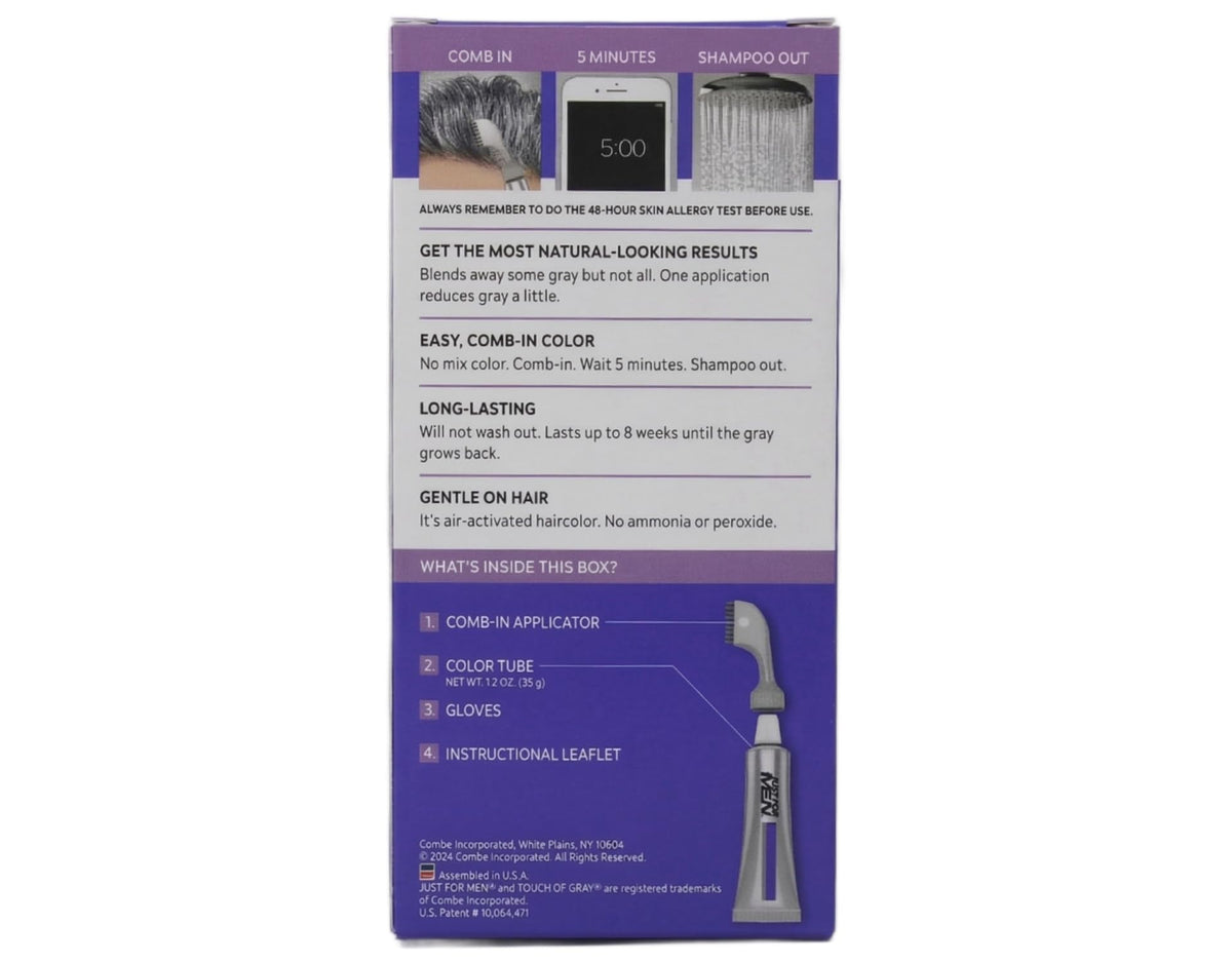 Gray JUST FOR MEN Touch of Gray Hair Treatment T-45 Dark Brown, 1 Each (Pack of 12)