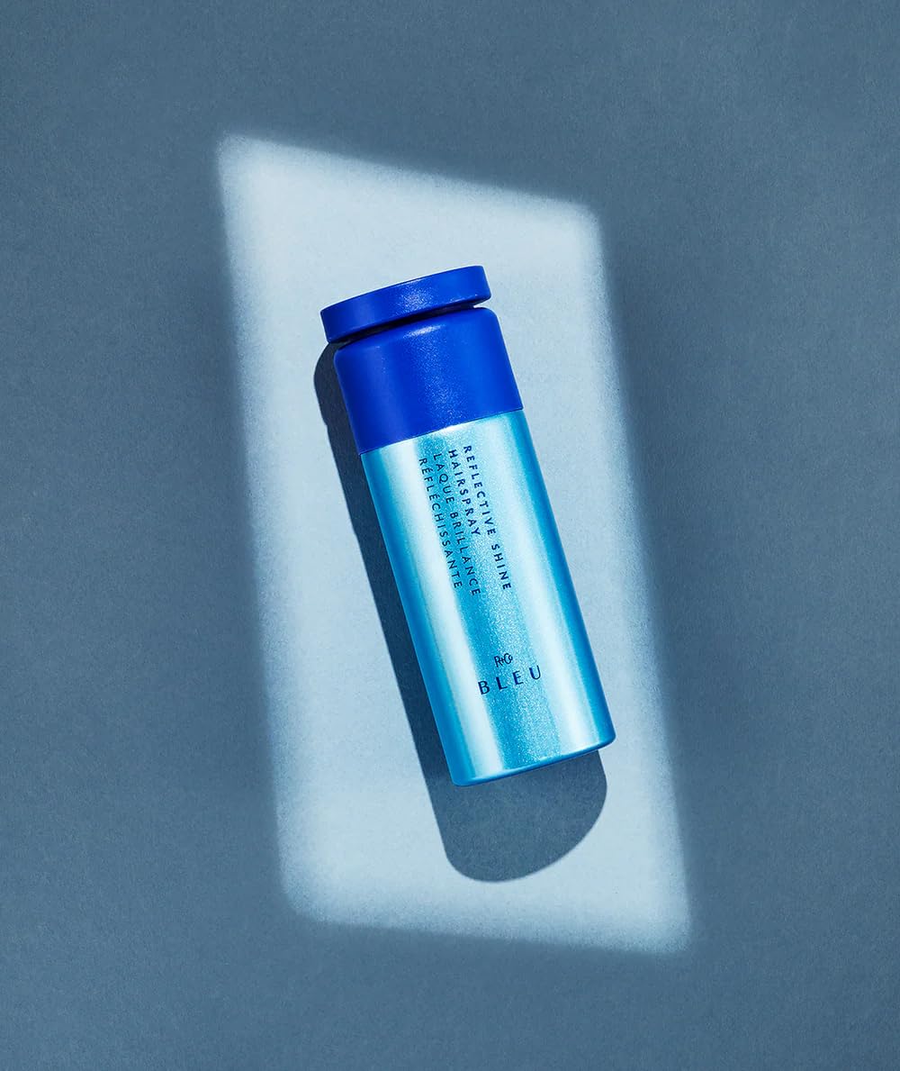 Dark Slate Blue R+Co BLEU Reflective Shine Hairspray, Mirror-Like Shine, 3 oz