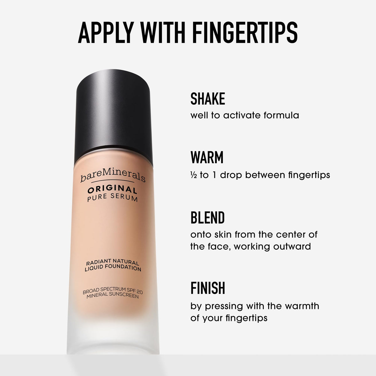 White Smoke bareMinerals Original Pure Serum Liquid Foundation, Deep Cool 5, 1 oz