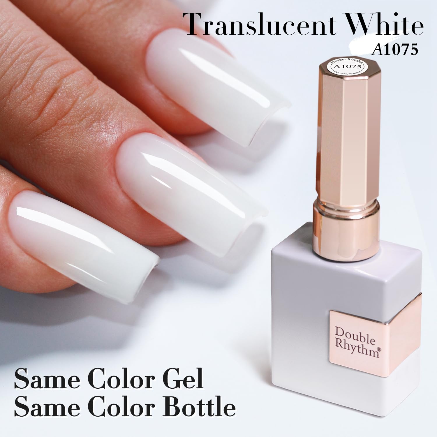 Lavender Double Rhythm 15ML Gel Nail Polish Pure Sheer Same Color Same Bottle Soak Off Gel Polish Art Manicure Salon DIY at Home for Women (Milky White-A1075)