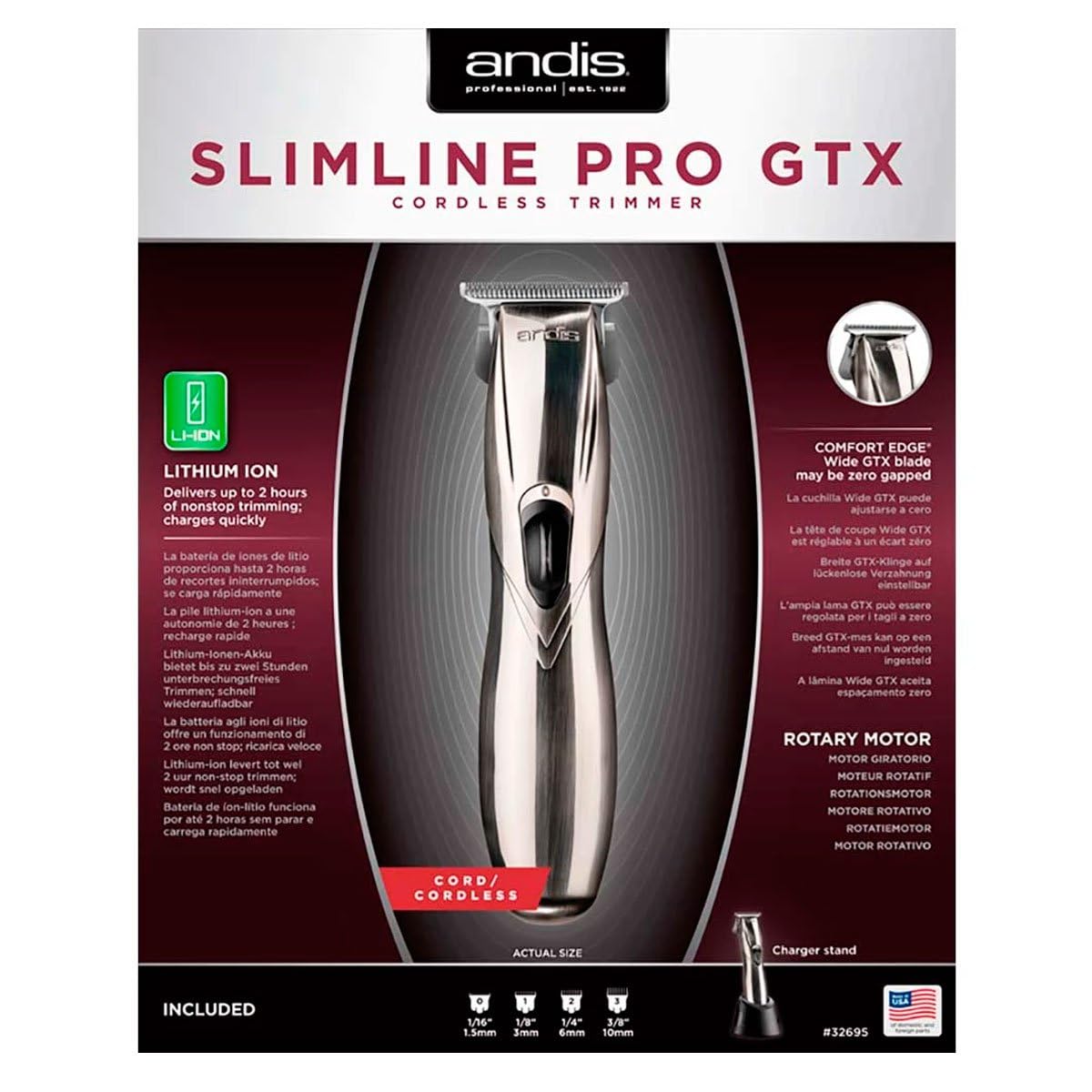 Black Andis Slimline Pro GTX Hair Trimmer D-8 32690