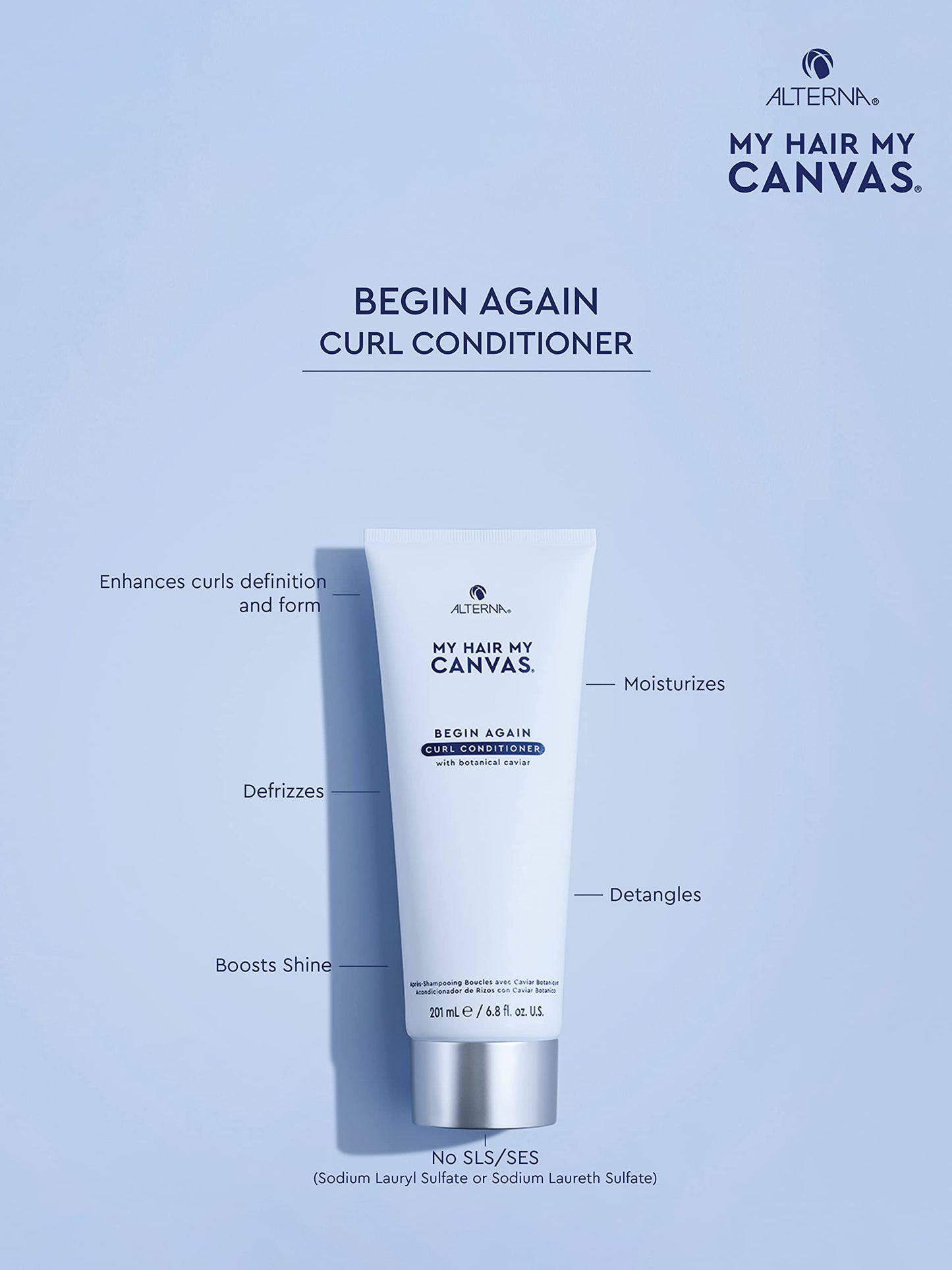 Light Steel Blue My Hair. My Canvas. Begin Again Vegan Curl Enhancing Conditioner for Curly, Wavy, and Coily Hair, 33 oz