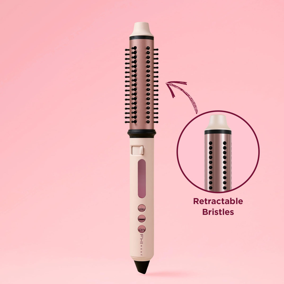 Pink FHI Heat SwiftStyler™ Retractable Speed Styler 1.25" - Curling Wand, Brush