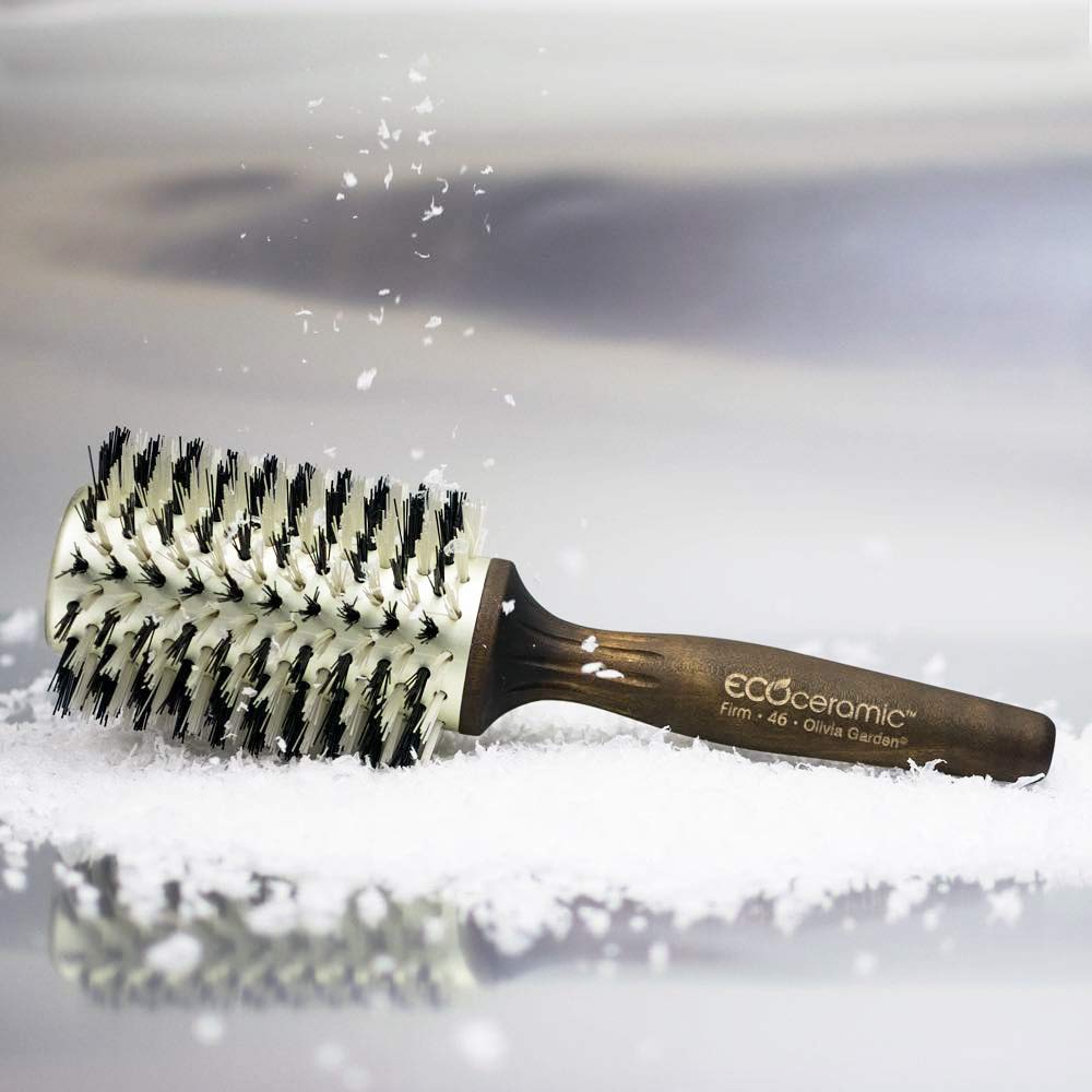 Light Gray Olivia Garden Ecoceramic Firm Bristles Round Thermal Hair Brush (1 3/4")