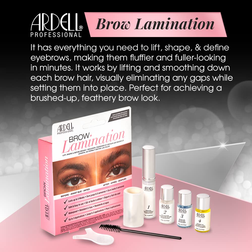 Black Ardell Brow Lamination Kit, Lift, Shape, and Define Brows, Waterproof, 1-Pack