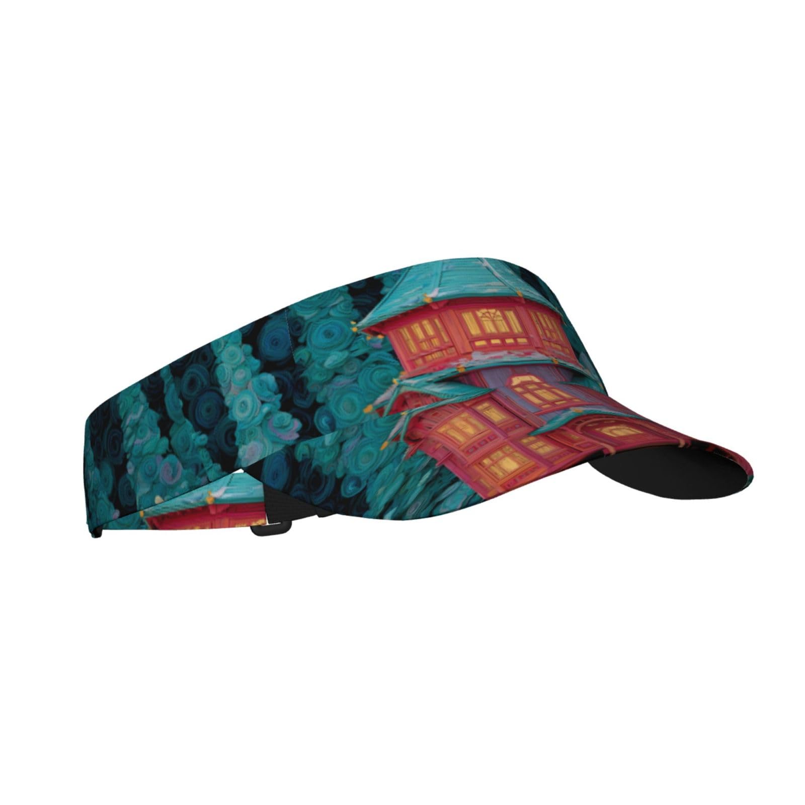White Smoke Enchanted Alcove Adult Sunscreen Visor Cap Sweat Absorption, Suitable for Four Seasons and Various Sports Black