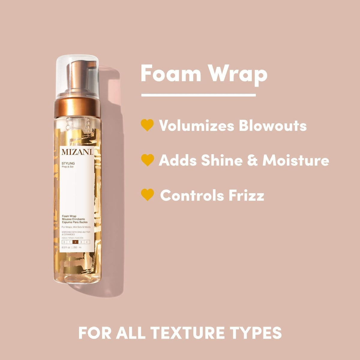 Tan Mizani Foam Wrap Curly Hair Styling Foam Mousse - For Curly Hair