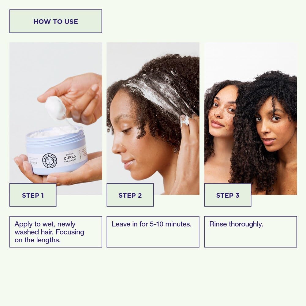 White Smoke Maria Nila Coils & Curls Finishing Hair Mask, 8.5 Fl Oz, For Curly & Wavy Hair, Jojoba oil to Stay Hydrated while Washing