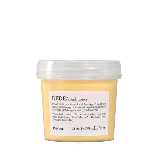 Light Gray Davines DEDE Conditioner, Daily Lightweight Moisturizing Formula for Medium Fine & Fine Hair - Gentle Mineral-Rich Detangler to Soften & Untangle with Red Celery Extract, Weightless, 8.45 Fl Oz