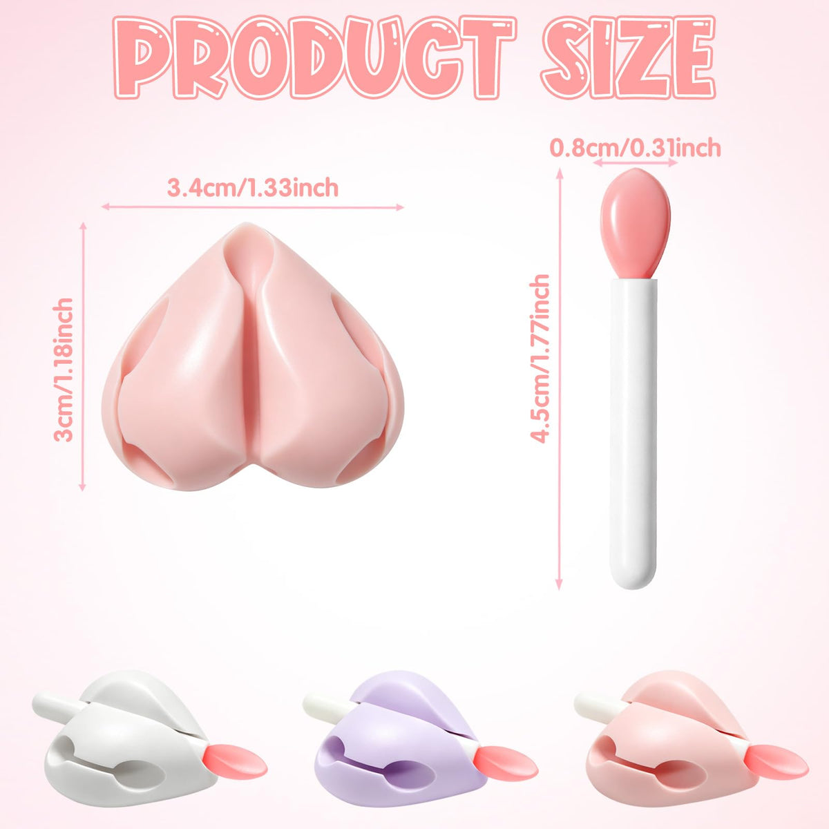 White Smoke 3Pcs Lip Brush Holder Silicone Mask Applicator with Holers & Spatulas, Reusable Protective Organizer for Laneige Lip Balm, Makeup Spatula Sleeve Cover, White Pink Purple