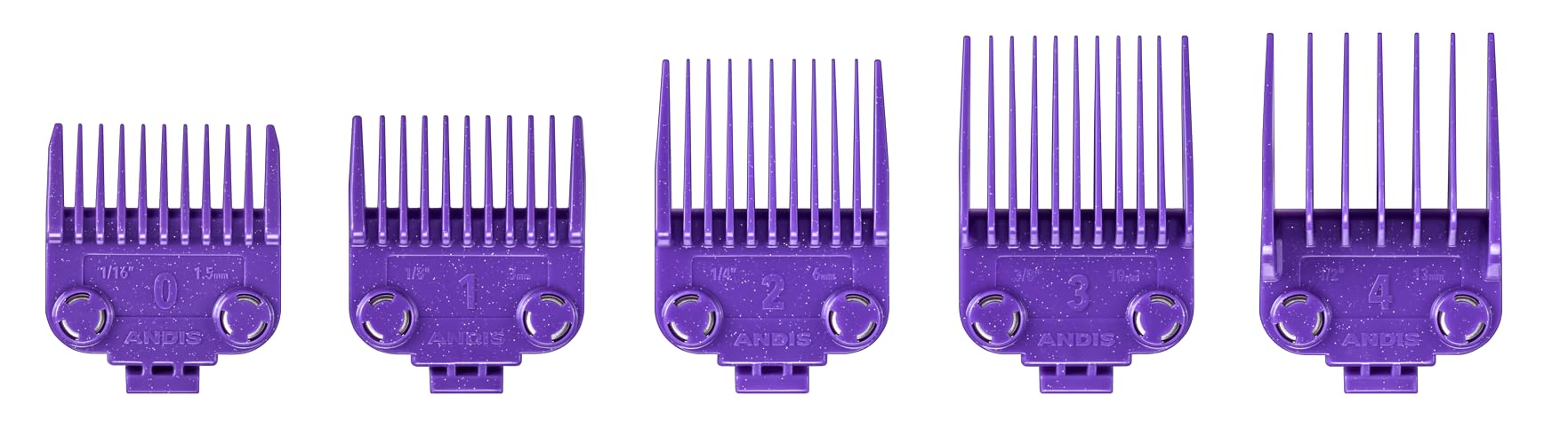 White Smoke Andis 560997 OG Master Dual Magnet Attachment Clipper Guard Set, 5-Pack, Purple