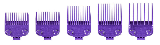 White Smoke Andis 560997 OG Master Dual Magnet Attachment Clipper Guard Set, 5-Pack, Purple