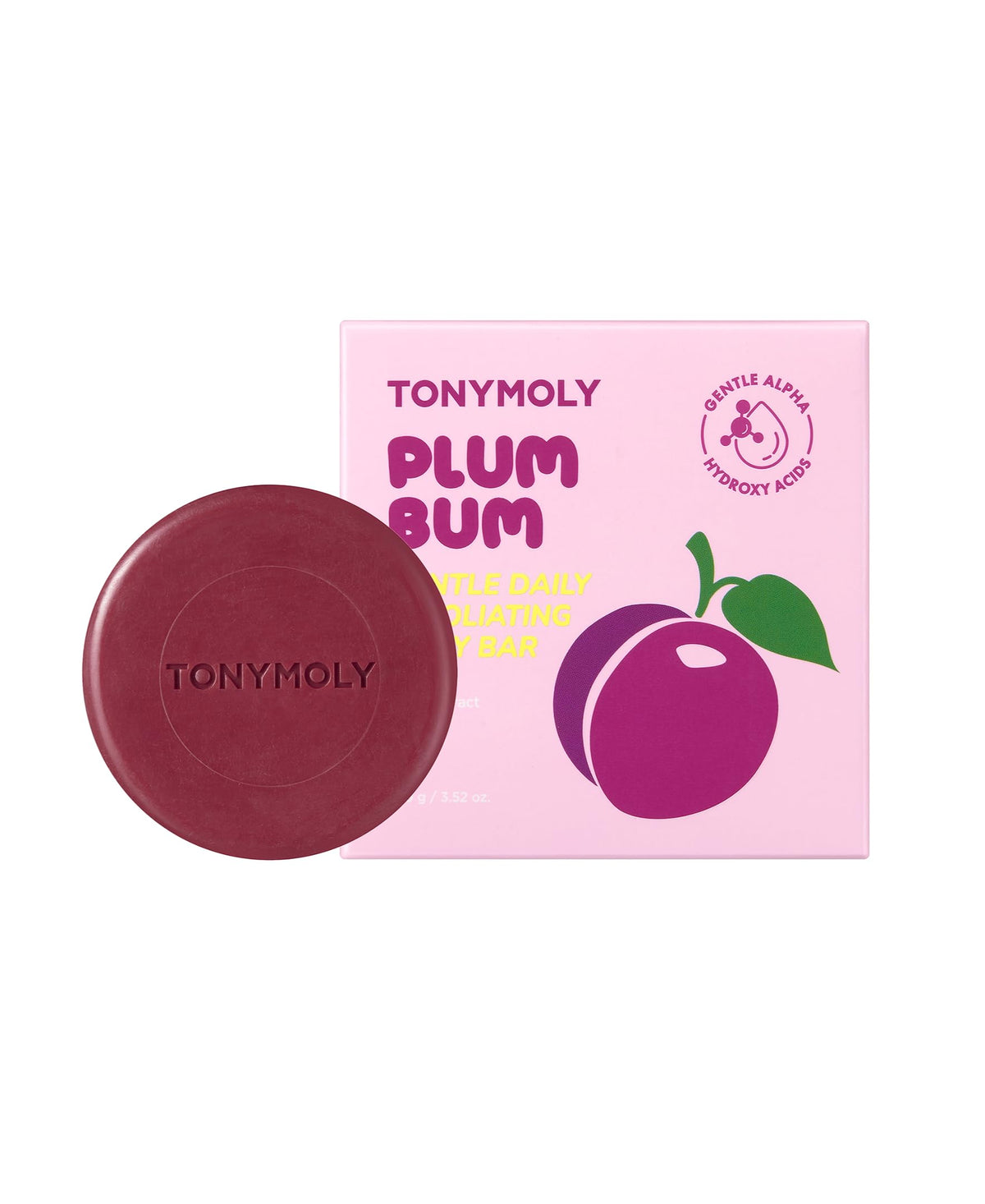 Misty Rose TONYMOLY Plum Bum AHA Soap Bar - Smooths Rough, Ingrown-Prone Skin