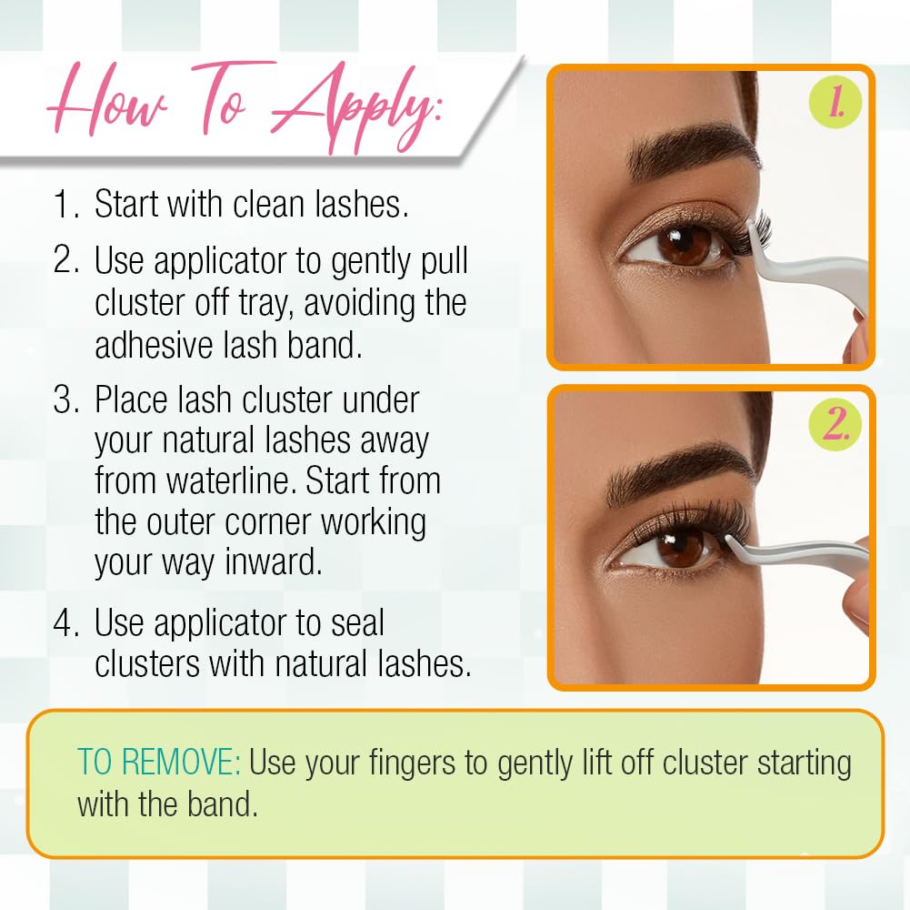 White Smoke Ardell Winks Press On Eyelash Extensions, Volume - DIY Clusters, 30 Individual Lashes, Natural Look with Applicator, 1 Pack