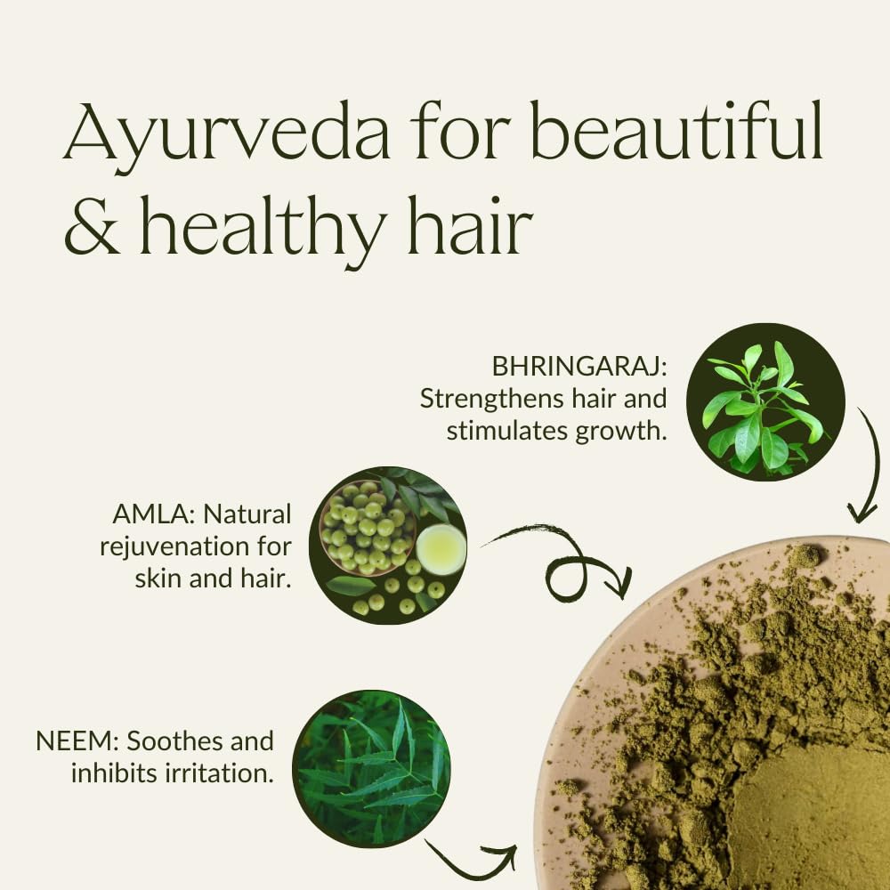 Seashell khadi MEDIUM BROWN Natural Hair Color - Hair dye for lively, warm cinnamon brown to strong, deep medium brown - 100% plant-based - 3.5 oz
