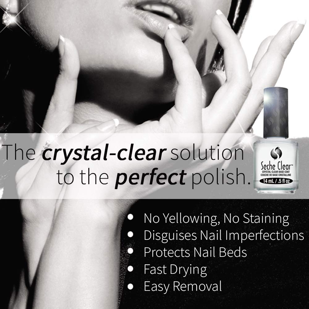 Black Seche Clear Base Coat .5 oz. No Formaldehyde & No Toluene