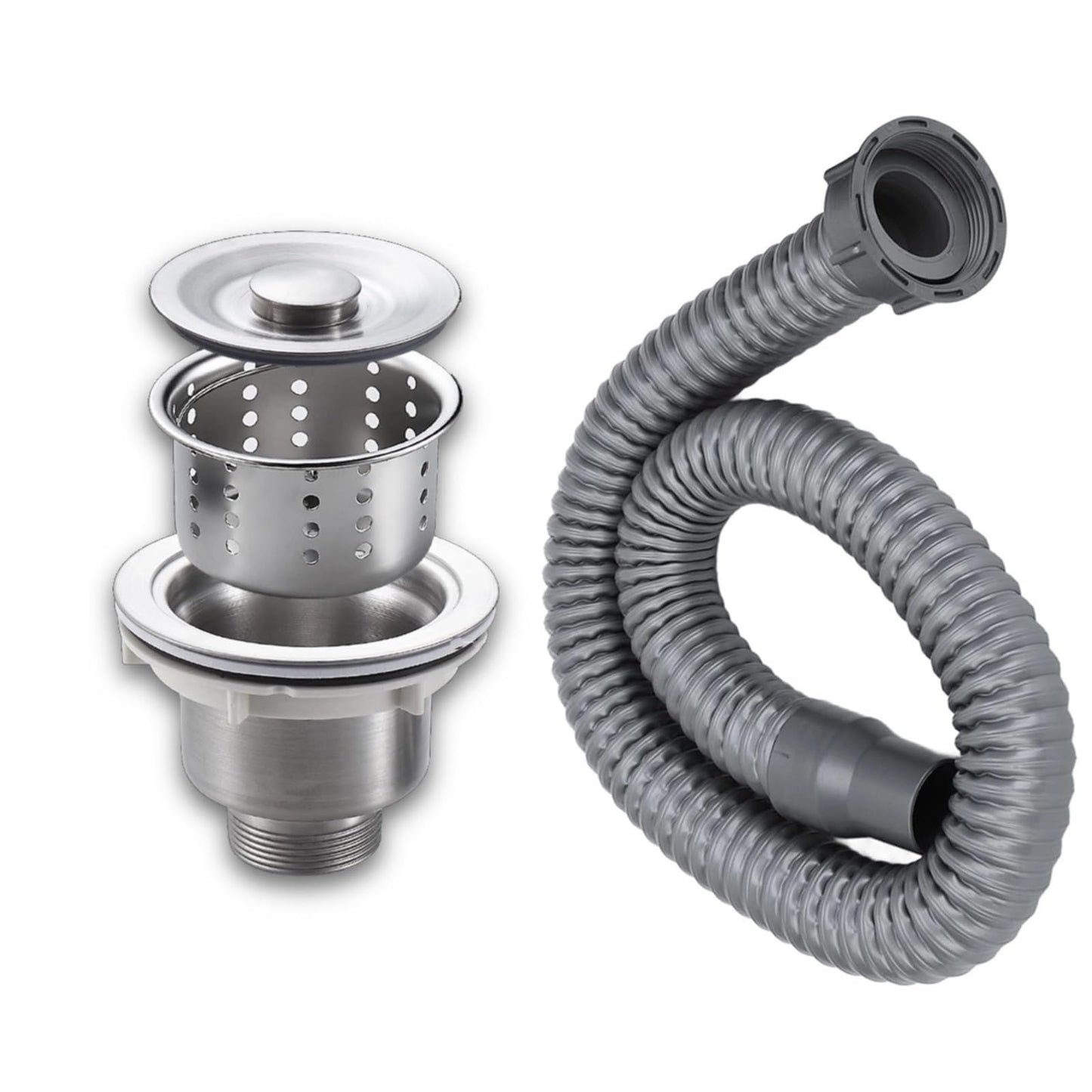 White Smoke Drain Plug Basket Strainer Stainless Steel Sink Plug Kit, Hair Salon Shampoo Basin Drain Plug kit, Fast Drainage Sink Plug with Hair Catcher Accessories for Shampoo Bed, kitchen, Sturdy and Durable