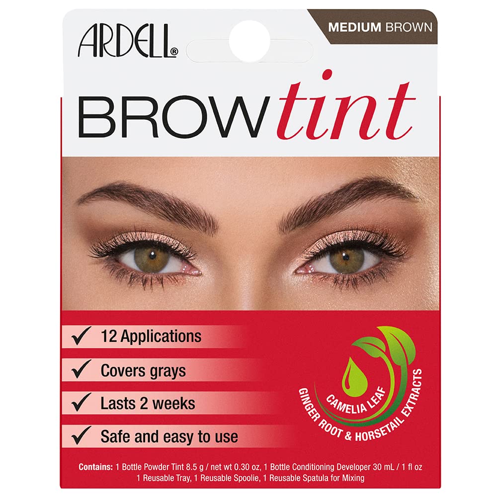White Smoke Ardell Brow Tint Kit Medium Brown – Eyebrow Dye Kit, Long-Lasting Brow Color with Natural Extracts, DIY Eyebrow Tint for Full Gray Coverage, 1 Pack
