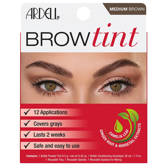 White Smoke Ardell Brow Tint Kit Medium Brown – Eyebrow Dye Kit, Long-Lasting Brow Color with Natural Extracts, DIY Eyebrow Tint for Full Gray Coverage, 1 Pack