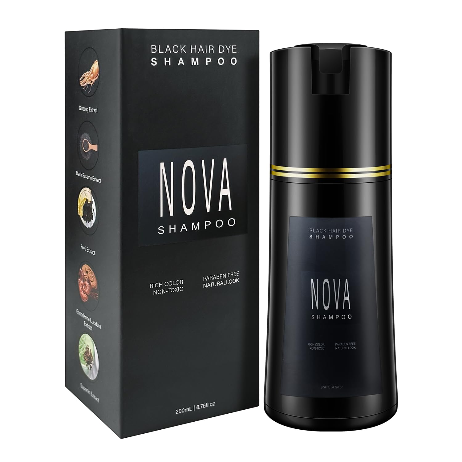 Dark Slate Gray Hair Dye Shampoo & Champu Para Canas - Natural 3-in-1 Instant Gray Coverage for Men & Women (Black)