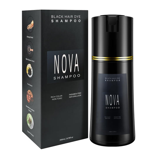 Dark Slate Gray Hair Dye Shampoo & Champu Para Canas - Natural 3-in-1 Instant Gray Coverage for Men & Women (Black)