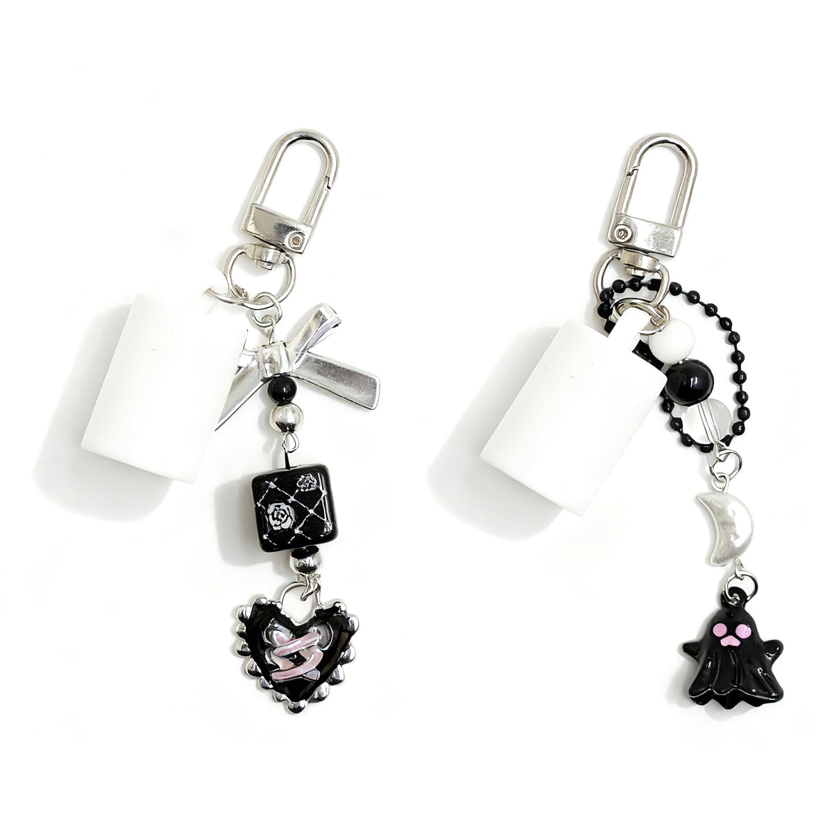 White Smoke Lip Balm Holder Cap Keychains for Lipstick, Lip Gloss - Compatible with Summer Fridays & LANEIGE（No Lip Balm）