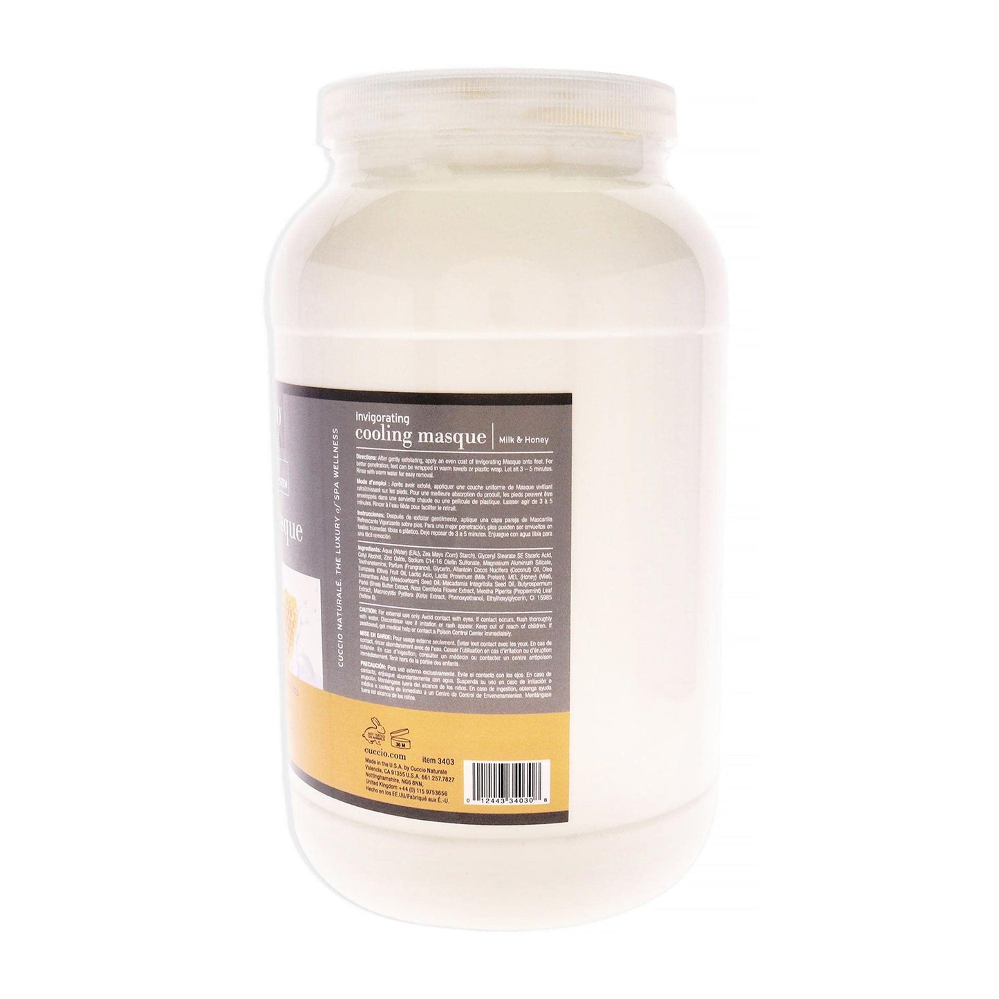 Misty Rose Cuccio Naturale Invigorating Cooling Masque - Gives Skin Complete Hydration - Refreshes Tired Legs And Feet - Naturally Soothes And Moisturizes - Has A Cooling Sensation - Milk And Honey - 120 Oz