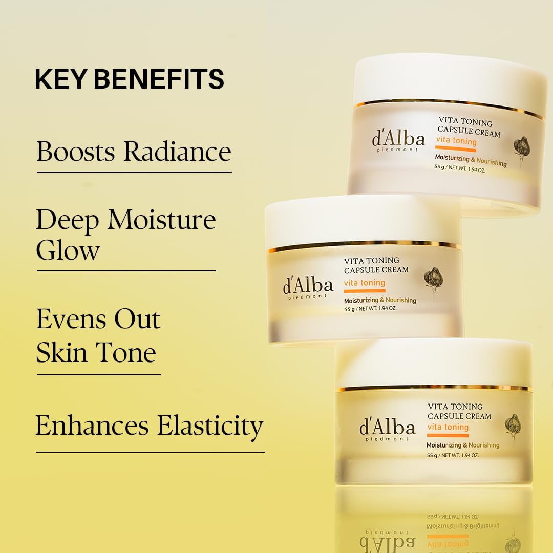 Light Goldenrod d'alba Piedmont Vita Toning Capsule Cream, Face Moisturizer (1.94 oz)